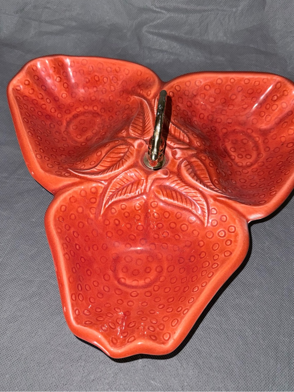 USA California Pottery Serving Plate Red 717 Tiered Hostess